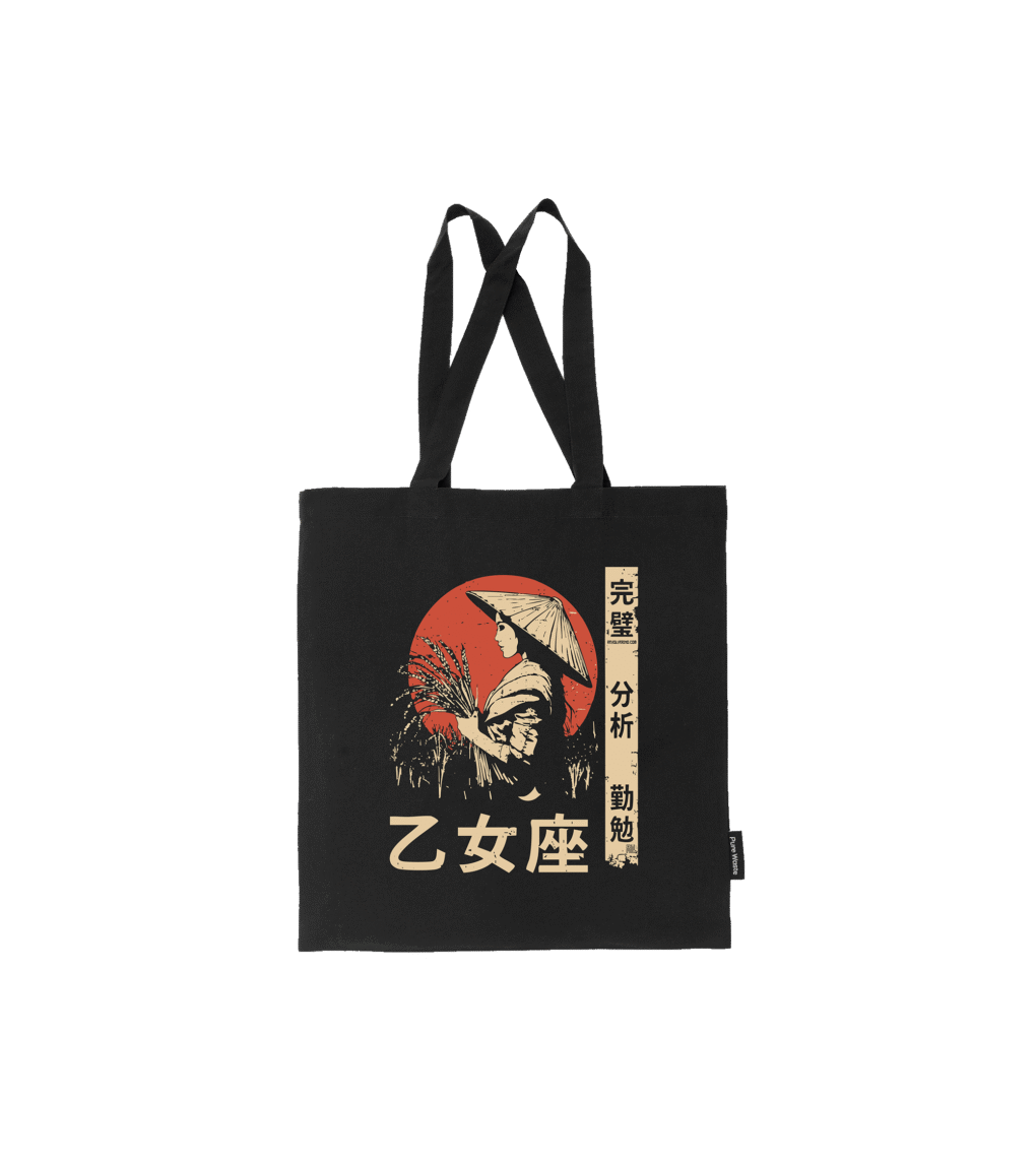 Torba bawełniana z recyklingu – Zodiak Panna – Japoński Kanji