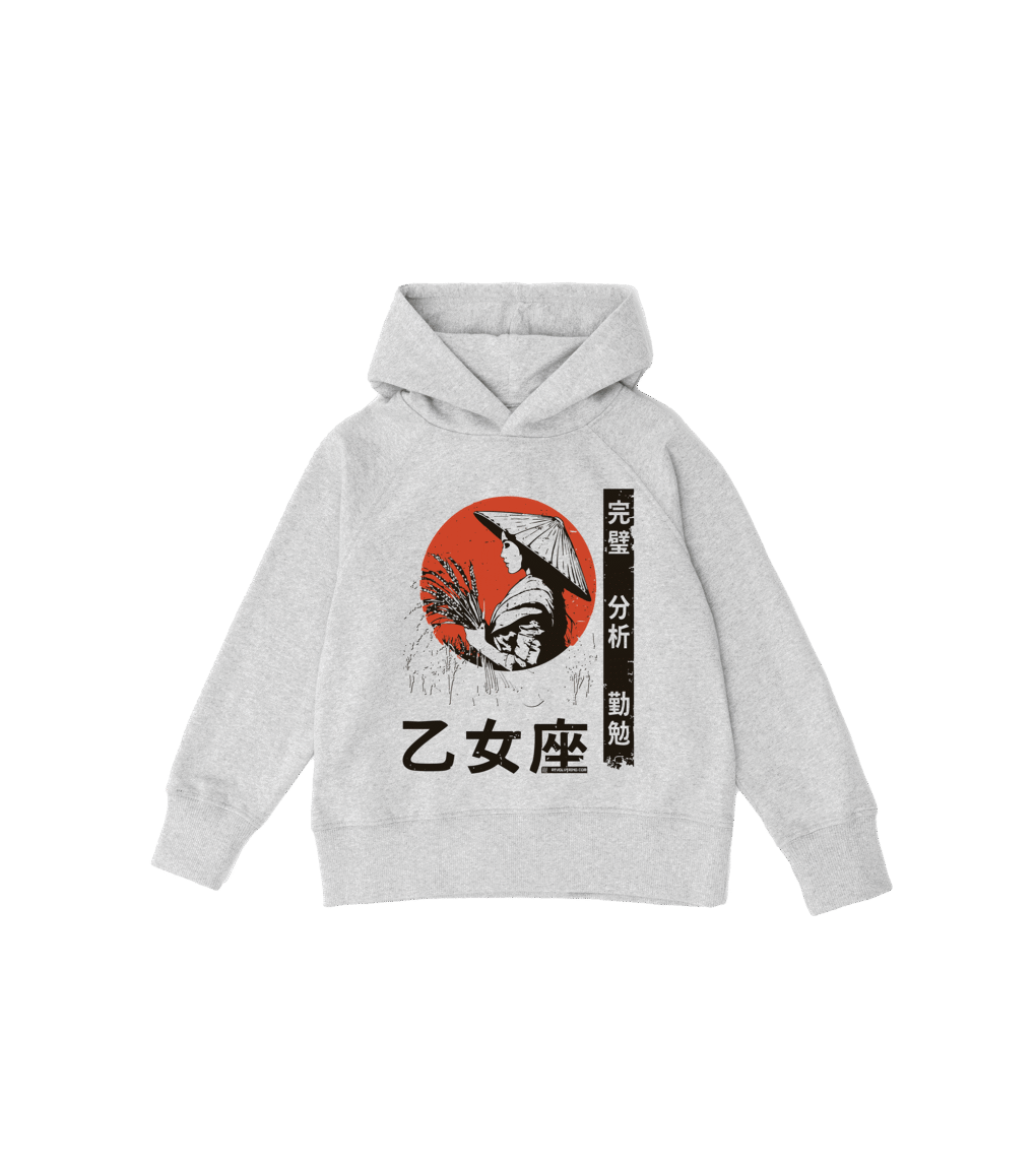 Bluza dziecięca, szara – Zodiak Panna – Japoński Kanji