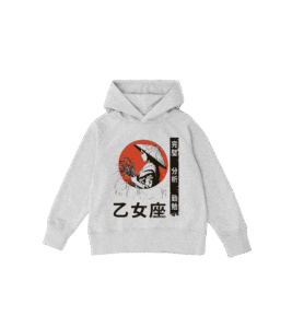Bluza dziecięca, szara - Zodiak Panna - Japoński Kanji