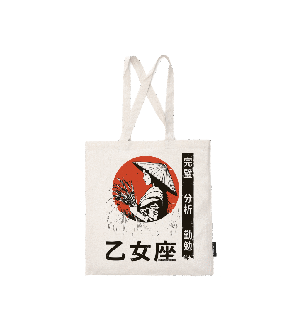 Torba bawełniana z recyklingu – Zodiak Panna – Japoński Kanji