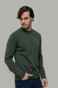 Sweter męski z okrągłym dekoltem z regenerowanej wełny Ferruccio